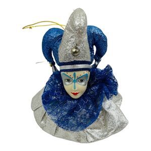 Vintage Korean Musical Porcelain Animated Jester Clown With Hanger